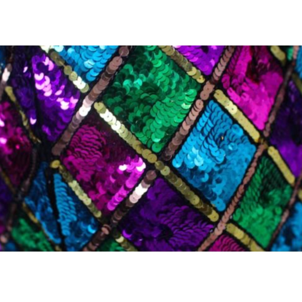 Vintage Sequin Dress Colorful Beaded 80s Prom M - Picture 5 of 6